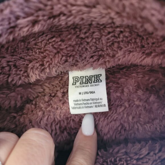 Victoria’s Secret Pink women’s mauve faux fur half zip pullover fleece jacket M - Picture 6 of 6